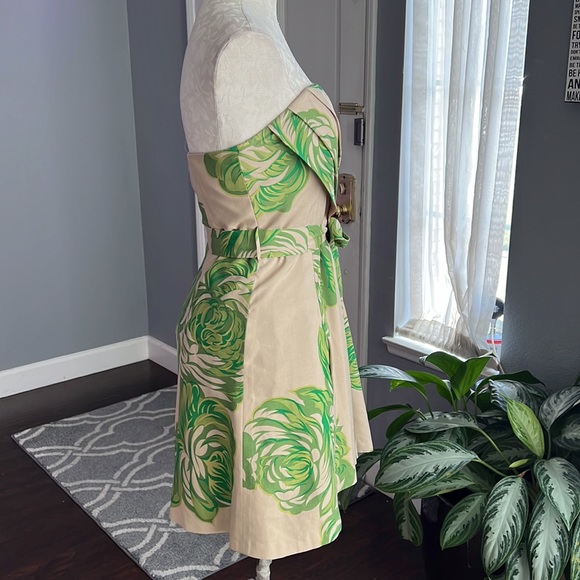 Tracy Reese Strapless Green Floral Dress - Picture 3 of 9